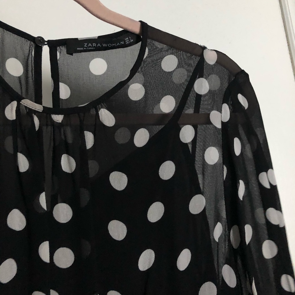 Zara Woman Polka Dot Dress / Black / L